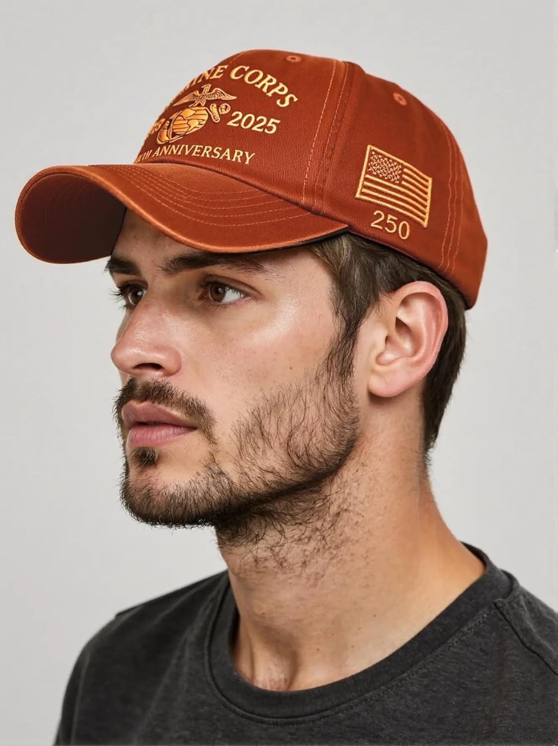 Marine Corps 250th Anniversary Hat, Retro Washed Baseball Cap for Men, Patriotic Tribute Cap for Veterans & Military Fans
