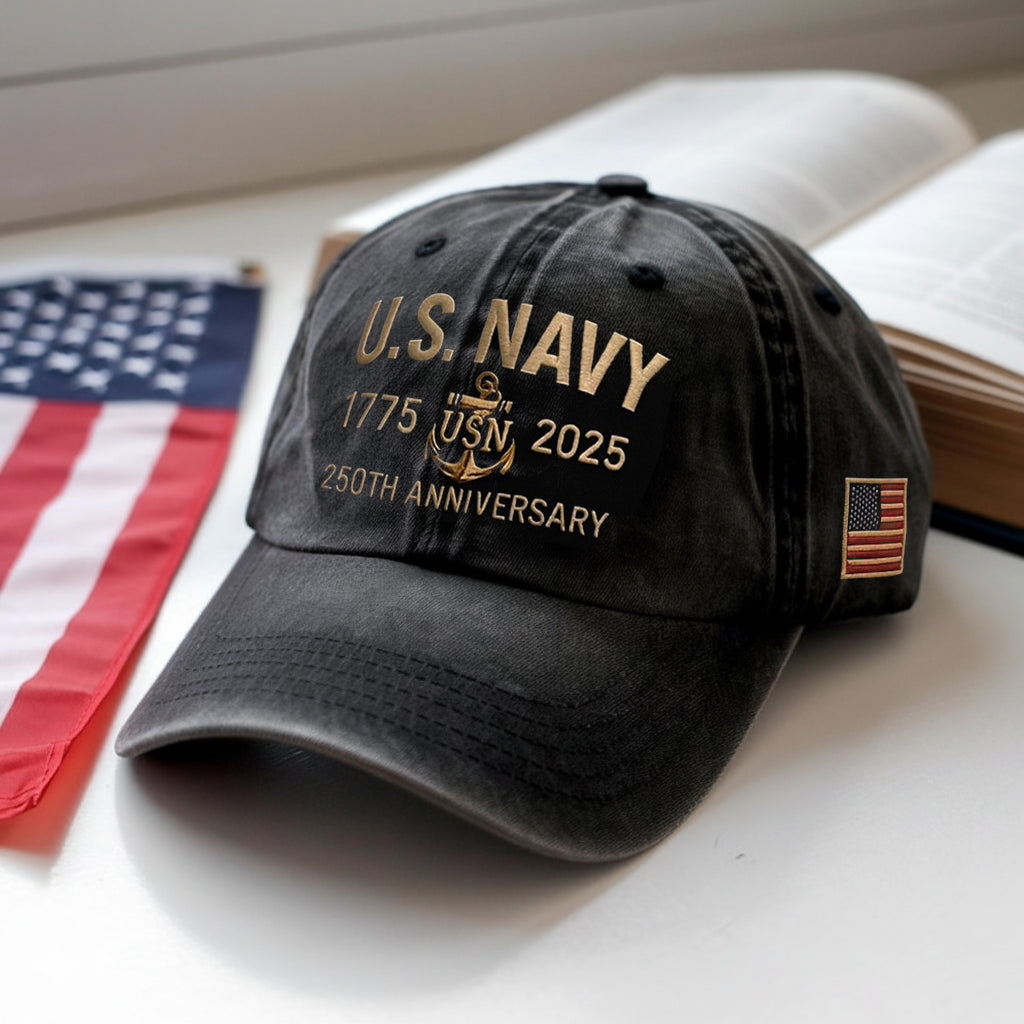Navy Veteran 250th Anniversary Embroidered Trucker Hat