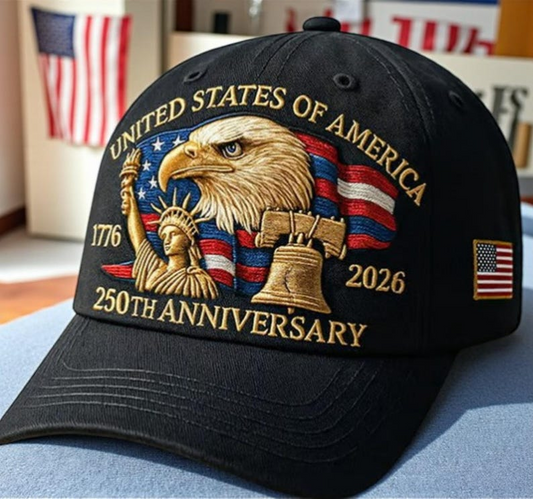 Black Bald Eagle American Flag Libertyunited States 250th Anniversary Hatus 1776 2026 Commemorate Baseball Cap New Year Christmas Gifts