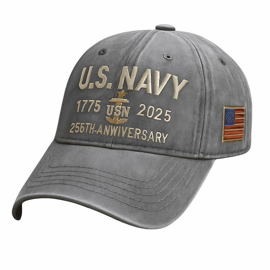 Navy Veteran 250th Anniversary Embroidered Trucker Hat Us Navy 1775 2025 Vintage Washed Cotton Cap