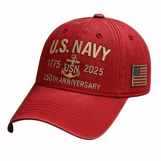 Navy Veteran 250th Anniversary Embroidered Trucker Hat Us Navy 1775 2025 Vintage Washed Cotton Cap