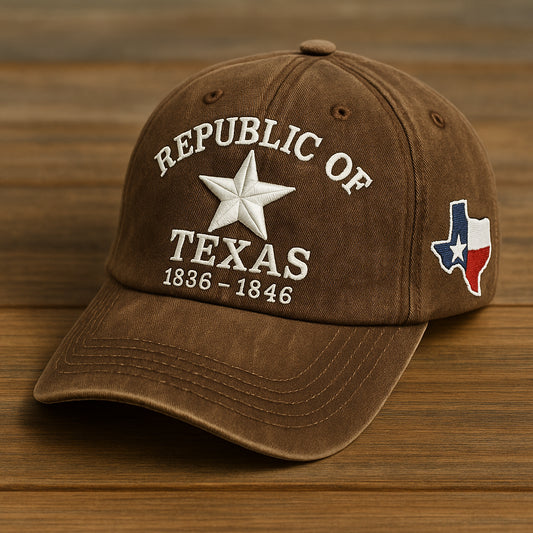🔥Only a Few Left -Republic of Texas Commemorative Baseball Cap · Vintage Brown