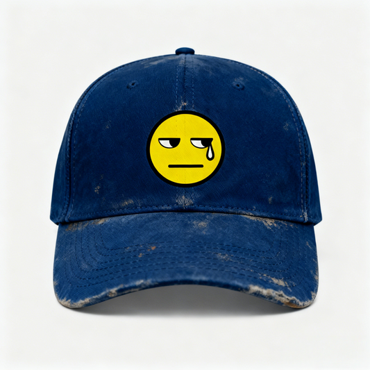 Unisex Emoji Embroidery Hat - 5 Iconic Symbols 😴😵💀❤️🐘 Vintage Washed Baseball Cap