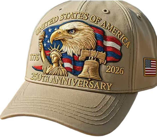 USA 250th Anniversary Hat, Adjustable 250th Anniversary Printed Patriotic Baseball Caps, Tribute Retro Washed Hat