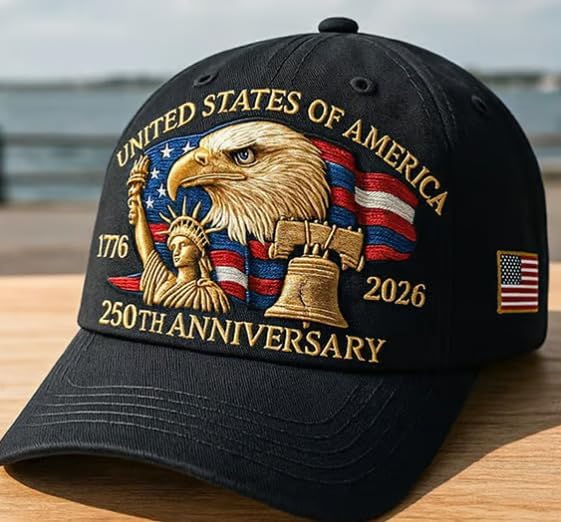 USA 250th Anniversary Hat, Adjustable 250th Anniversary Printed Patriotic Baseball Caps, Tribute Retro Washed Hat