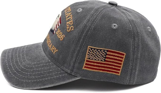 USA 250th Anniversary Hat, Adjustable 250th Anniversary Printed Patriotic Baseball Caps, Tribute Retro Washed Hat