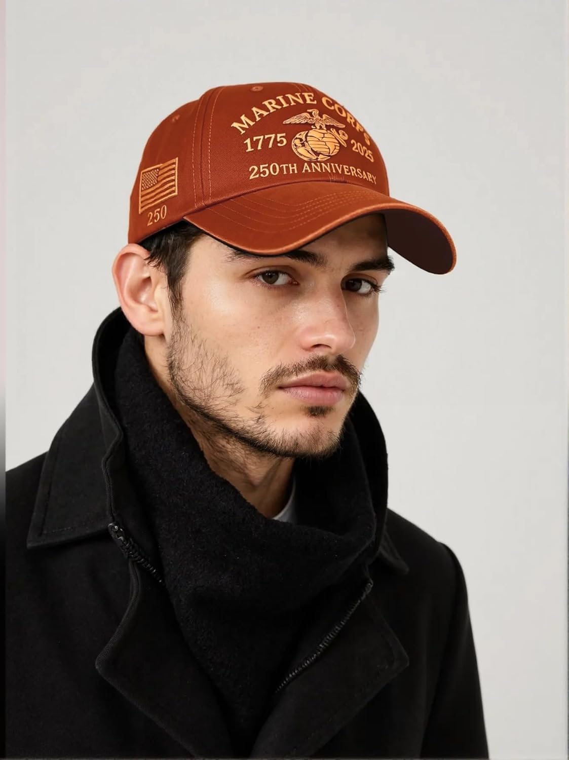 Marine Corps 250th Anniversary Hat, Retro Washed Baseball Cap for Men, Patriotic Tribute Cap for Veterans & Military Fans