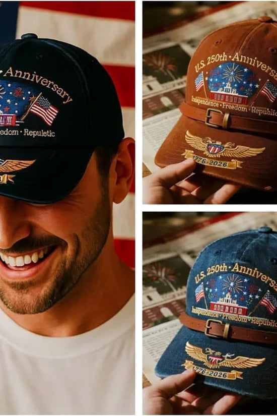 USA 250th Anniversary Hat, Adjustable 250th Anniversary Printed Patriotic Baseball Caps, Tribute Retro Washed Hat