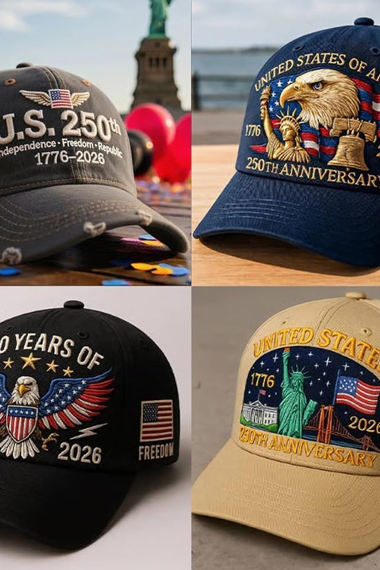 USA 250th Anniversary Hat, Adjustable 250th Anniversary Printed Patriotic Baseball Caps, Tribute Retro Washed Hat