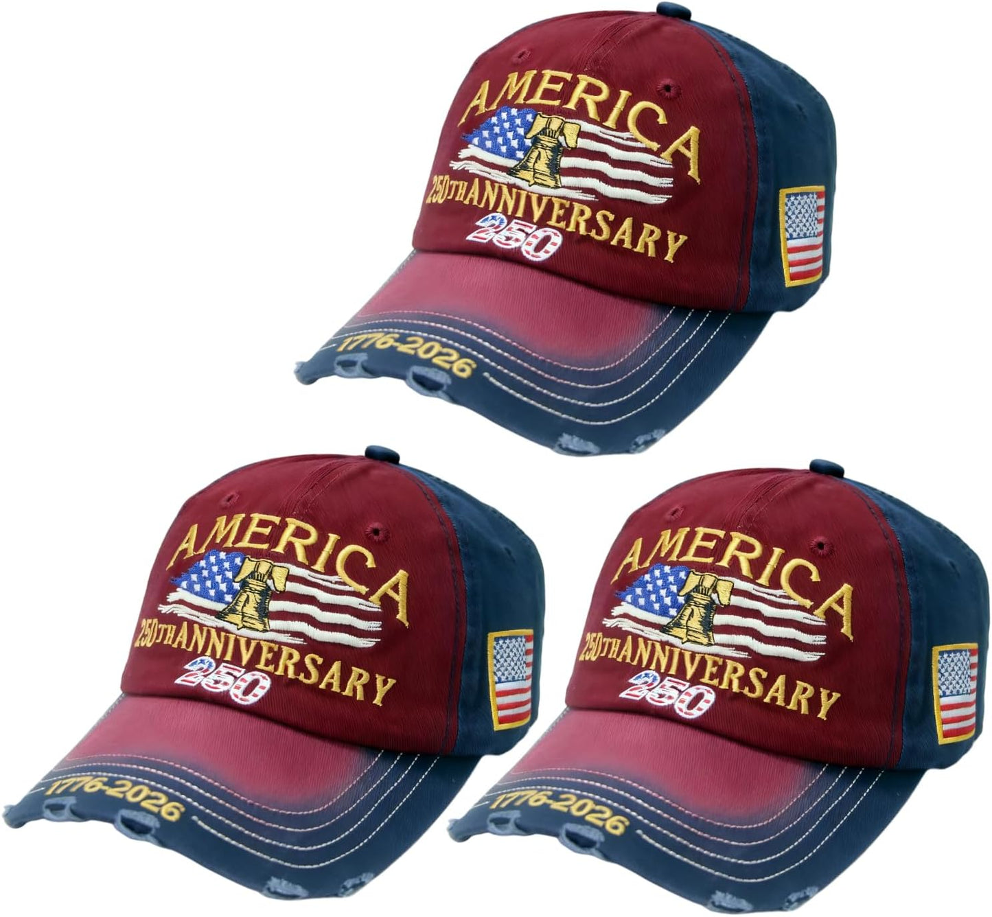 United States 250th Anniversary Red Hat,USA Patriotic Baseball Caps, Adjustable Retro Embroidered Cap for Men Women Gifts