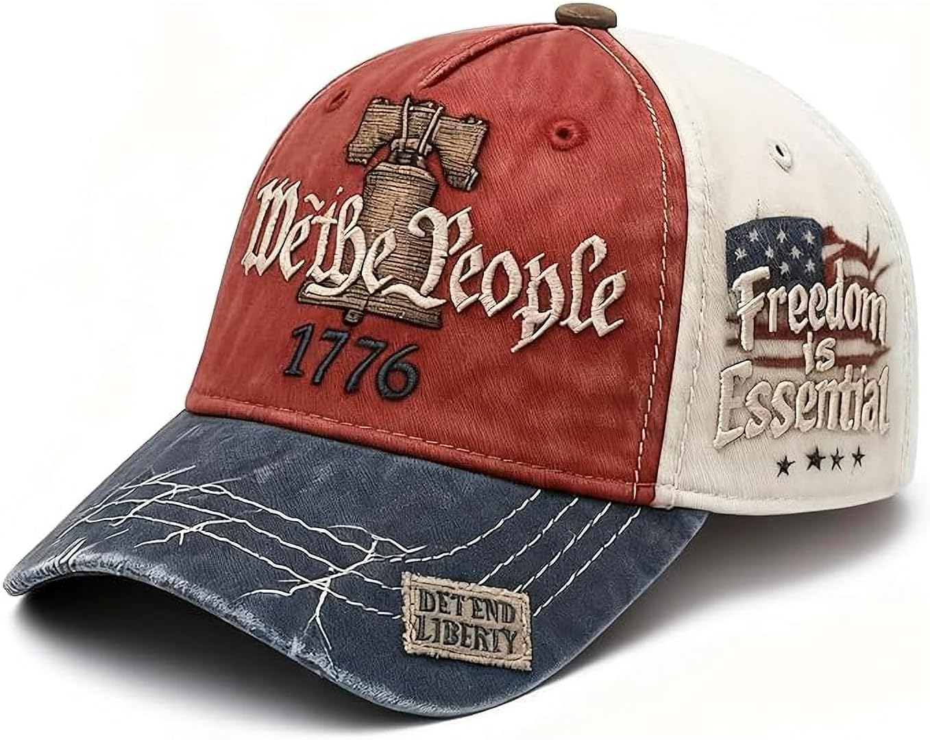 USA 250th Anniversary Hat, Adjustable 250th Anniversary Printed Patriotic Baseball Caps, Tribute Retro Washed Hat