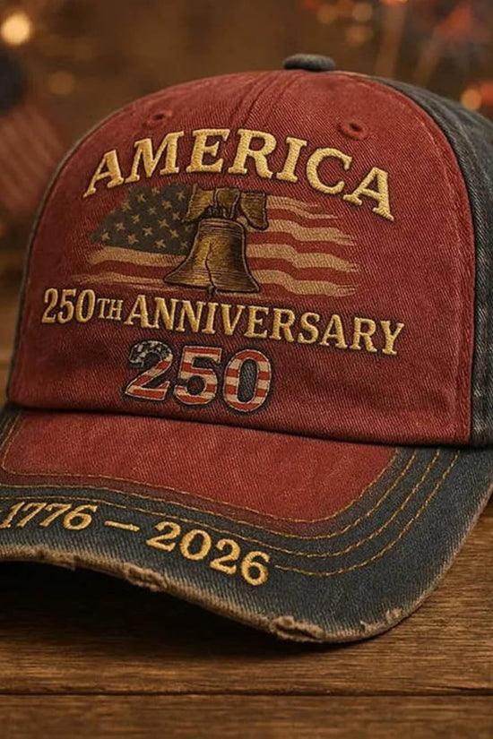 United States 250th Anniversary Red Cap, 250th Patriotic Baseball Cap, Adjustable Retro Embroidered Hat for Men Women Gifts