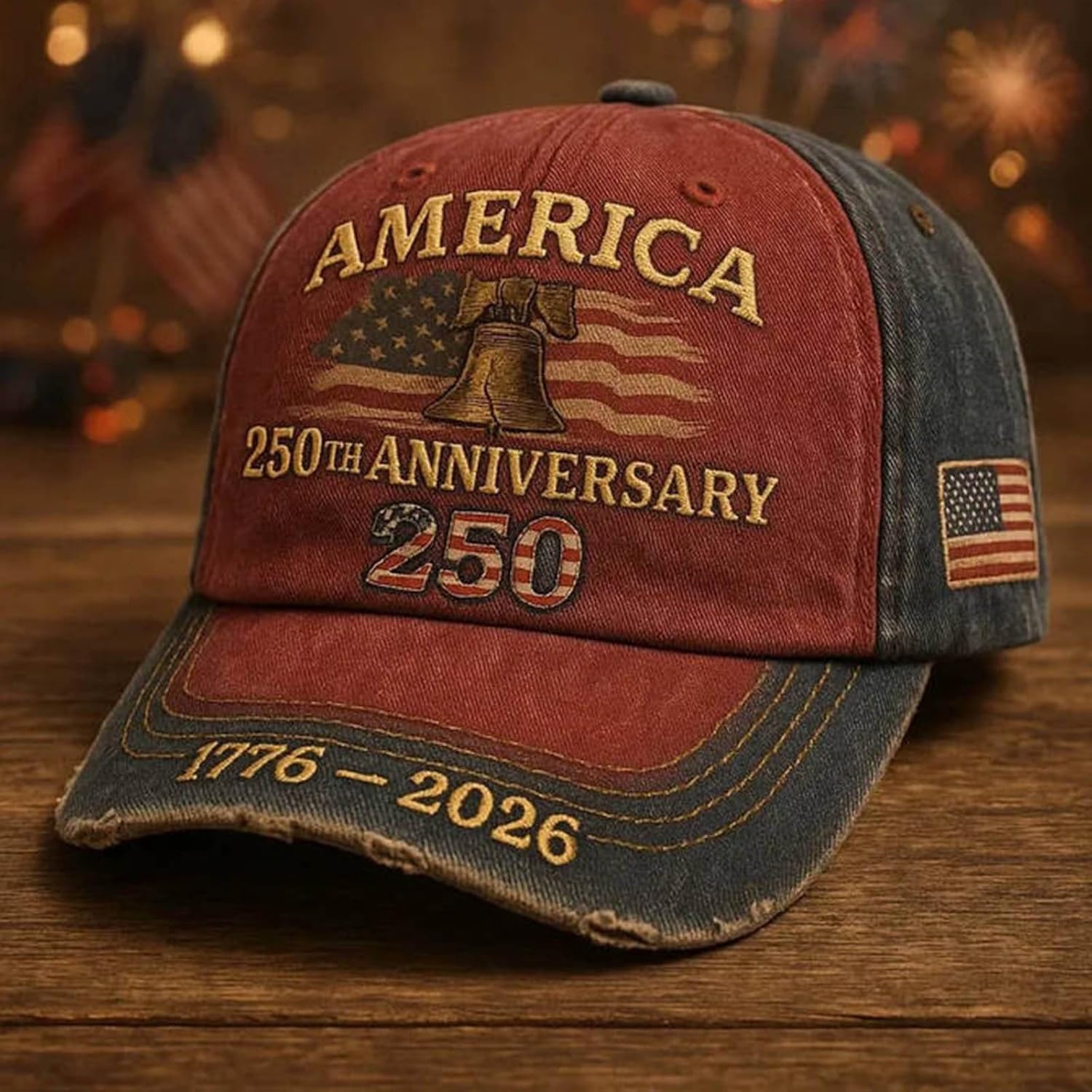United States 250th Anniversary Red Cap, 250th Patriotic Baseball Cap, Adjustable Retro Embroidered Hat for Men Women Gifts