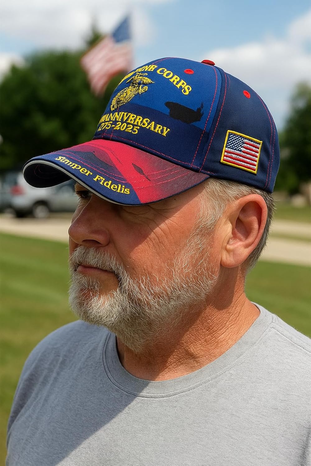 250th Anniversary Embroidered Baseball Cap - Adjustable Military Tribute Hat for Men, Commemorative Marine Corps Veteran Gift (Black)