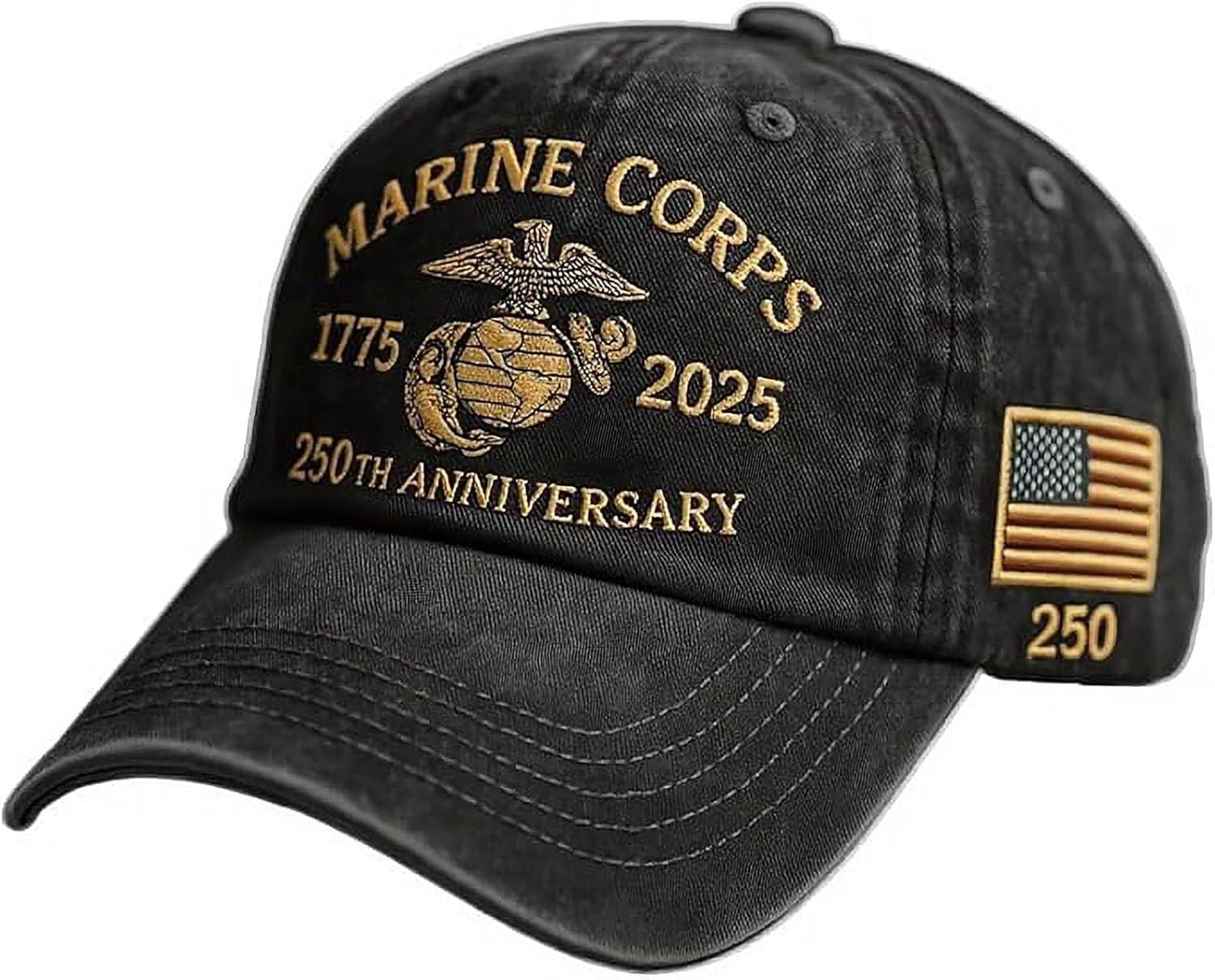 USA 250th Anniversary Hat, Adjustable 250th Anniversary Printed Patriotic Baseball Caps, Tribute Retro Washed Hat