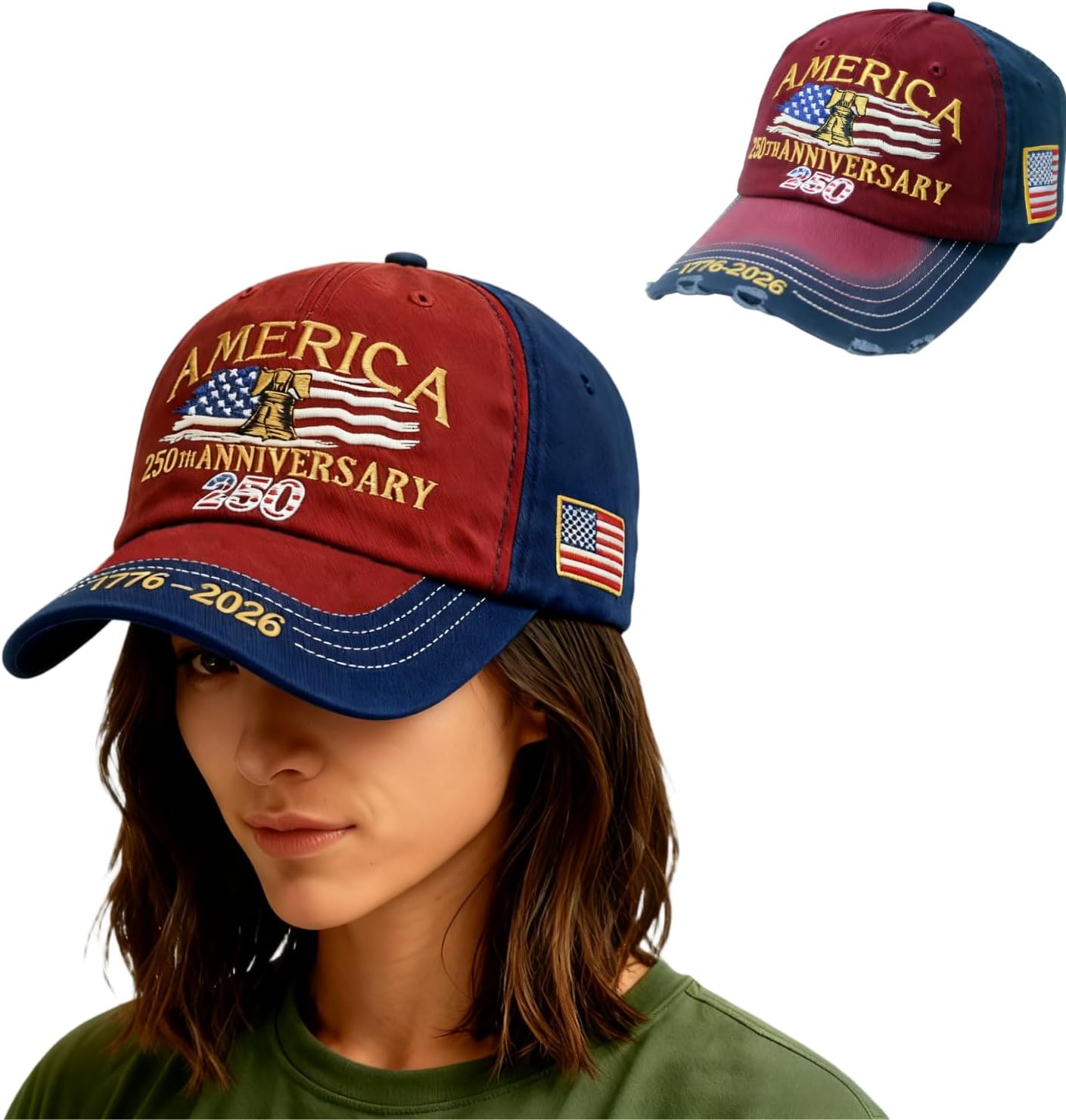 United States 250th Anniversary Red Hat,USA Patriotic Baseball Caps, Adjustable Retro Embroidered Cap for Men Women Gifts