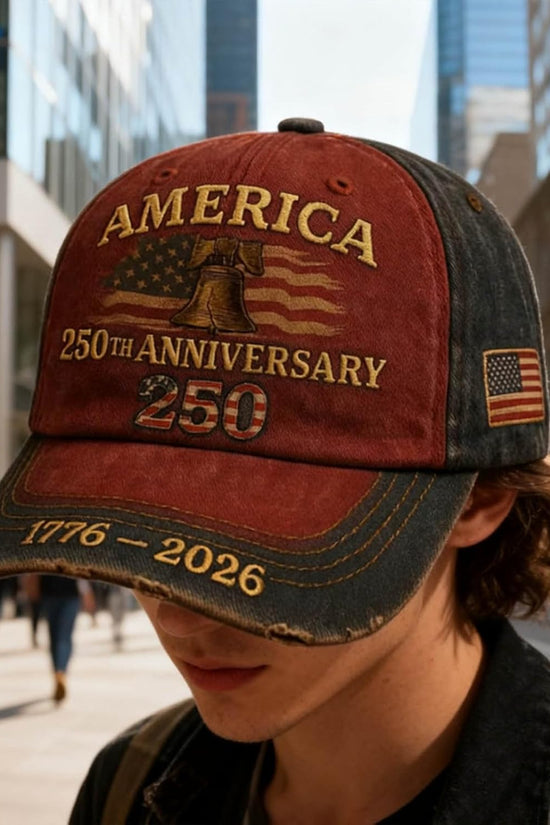 United States 250th Anniversary Red Cap, 250th Patriotic Baseball Cap, Adjustable Retro Embroidered Hat for Men Women Gifts