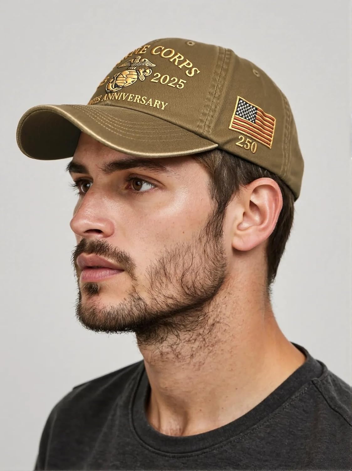 Marine Corps 250th Anniversary Hat, Retro Washed Baseball Cap for Men, Patriotic Tribute Cap for Veterans & Military Fans