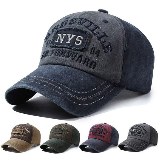 Vintage Washed Cotton Baseball Cap: NYS Embroidered Retro Style for Men & Women