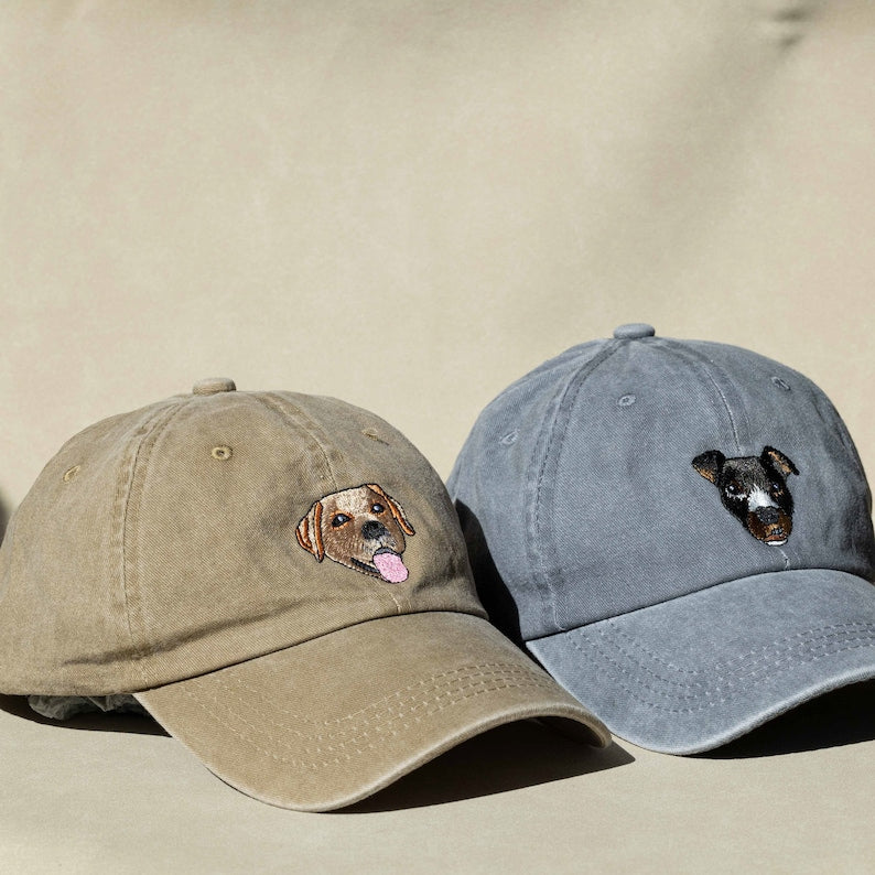 Custom Embroidered Dog Hat, Personalized Baseball Cap Using Your Dog Photo