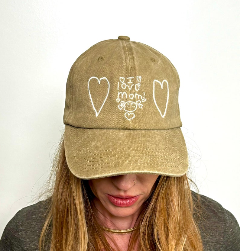 Kids Drawing Baseball Cap Gift for Mothers or Fathers Day Grandma Grandpa Gift Your Kids Artwork on Cotton Dad Hat Custom Embroidered Hat