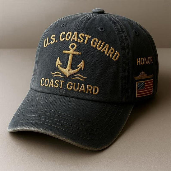US Coast Guard Veteran Embroidered Trucker Hat: USCG Baseball Cap, 250th Anniversary Embroidered Baseball Us Tribute Retro Cap
