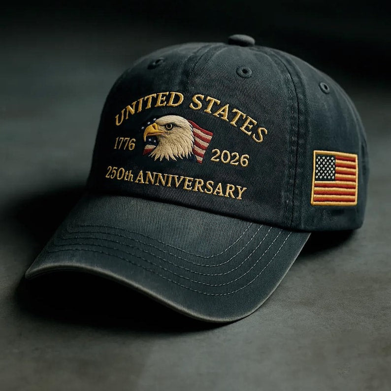 250th Anniversary Embroidered Trucker Hat: U.S. Tribute Retro Cap