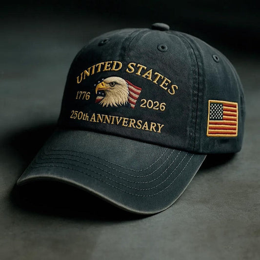 250th Anniversary Embroidered Trucker Hat: U.S. Tribute Retro Cap