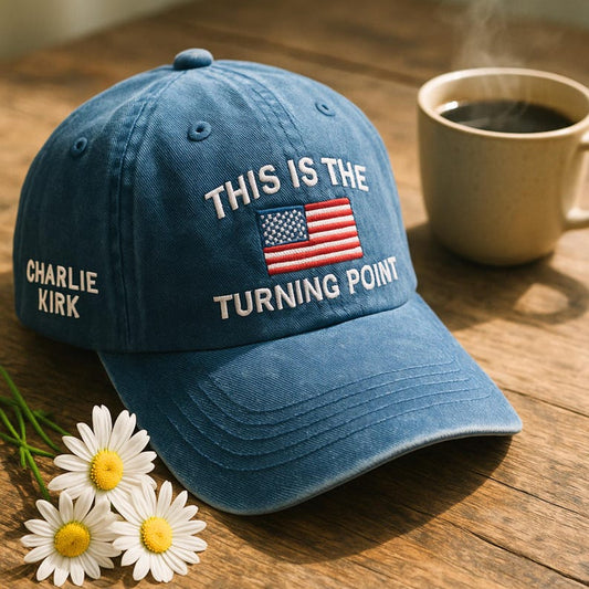 Charlie Kirk Hat This Is The Turning Point Quote Embroidered Hat, Patriotic Hat, Political Statement Hat, Activist Hat, Pray for Charlie