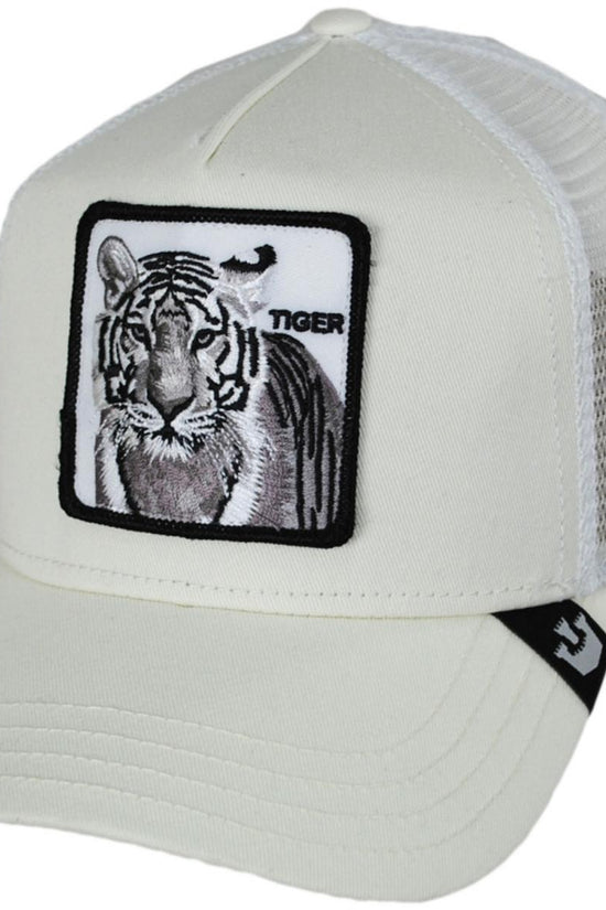 White Tiger Mesh Trucker Snapback Baseball Cap
