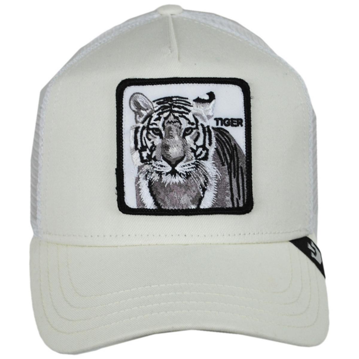White Tiger Mesh Trucker Snapback Baseball Cap
